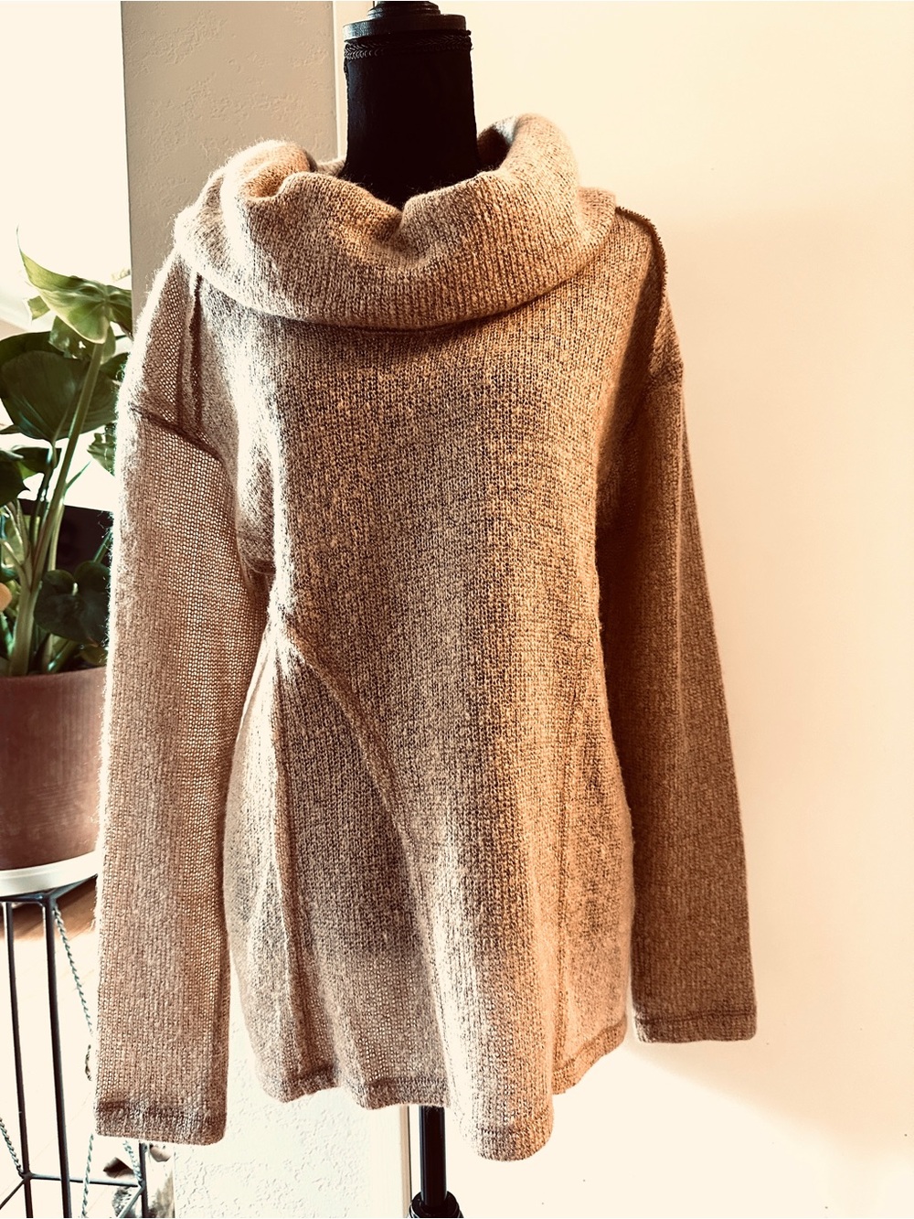 Cozy Cowl Turtleneck Sweater in Taupe/Dusty Rose By Sanctuary size Medium